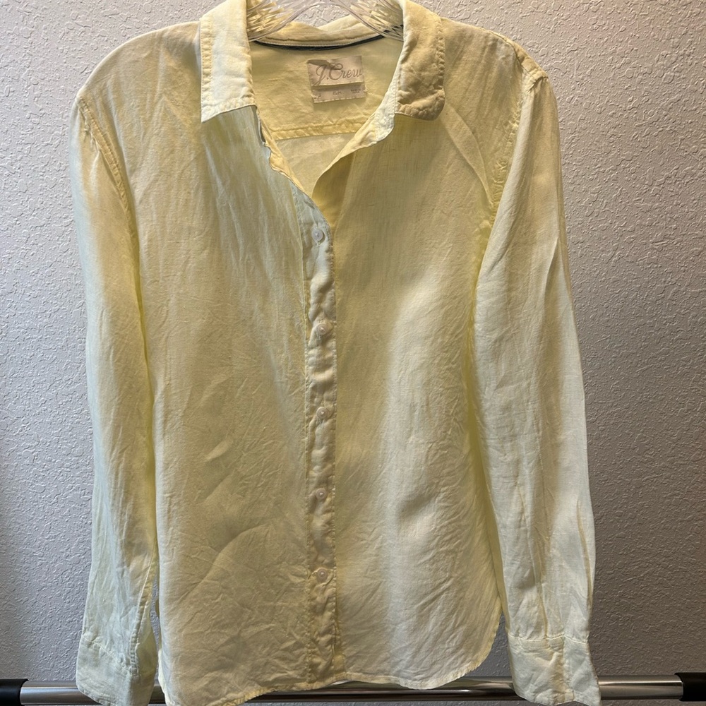 J Crew Baird McNutt Irish Linen Light Yellow Button-Down Shirt